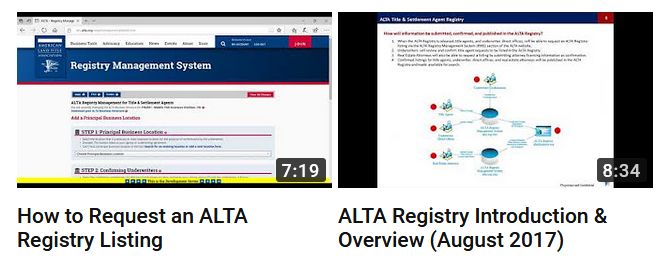 ALTA Registry Videos screenshot and link