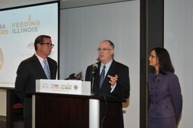 Birnbaum, Thies, Madigan Feeding IL Press Conference photo