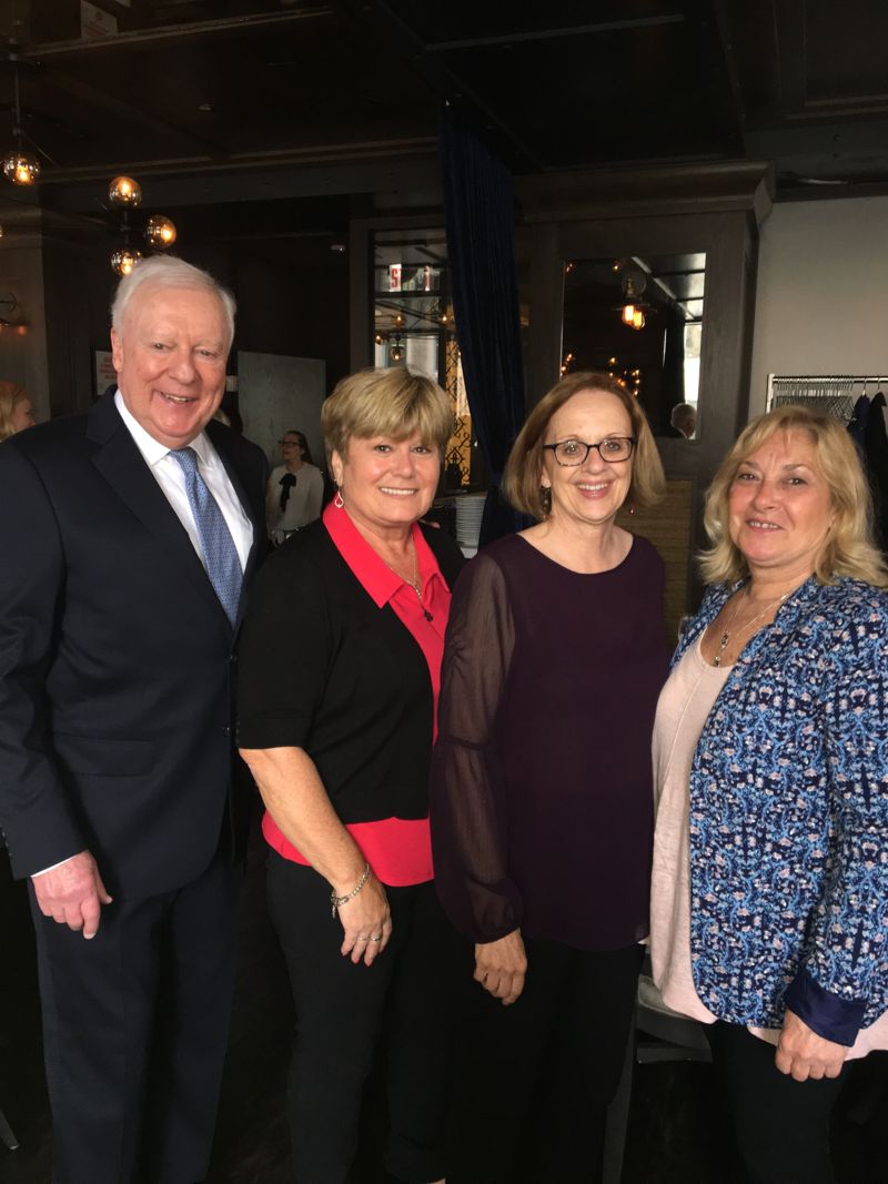 John O'Brien, Joan Egan-Halpin, Mona Stevens, and Diane Sullivan at retirement party