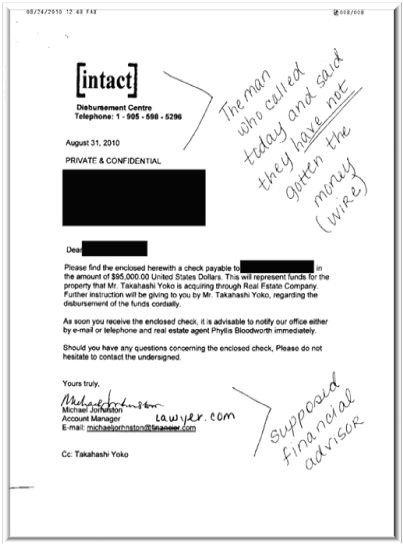 Sample fraudulent letter