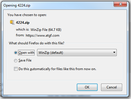 Opening zip file window